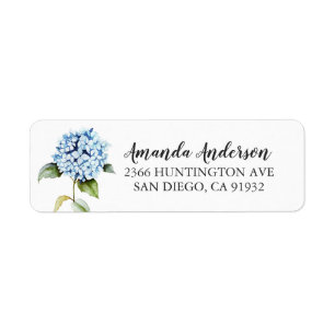 Blue Hydrangea Floral Bridal Shower Labels