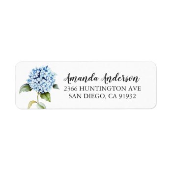 Blue Hydrangea Floral Bridal Shower Labels by celebrateitweddings at Zazzle