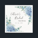 Blue Hydrangea Floral Bridal Shower Napkins<br><div class="desc">Blue hydrangeas on a white background beautiful bridal shower napkin. A perfect wedding shower napkin for any season. The watercolor hydrangeas are just beautiful.  Classy & chic.</div>