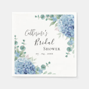 Blue Hydrangea Floral Bridal Shower Napkins