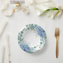 Blue Hydrangea Floral Bridal Shower Paper Bowls