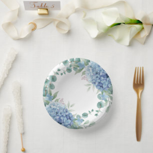 Blue Hydrangea Floral Bridal Shower Paper Bowls