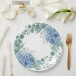Blue Hydrangea Floral Bridal Shower Paper Plates<br><div class="desc">Blue hydrangeas on a white background beautiful bridal shower paper plates. Perfect wedding tableware for your bridal shower for any season. The watercolor hydrangeas are just beautiful.  Classy & chic.</div>