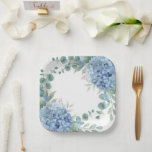 Blue Hydrangea Floral Bridal Shower Paper Plates<br><div class="desc">Blue hydrangeas on a white background beautiful bridal shower paper plates. Perfect wedding tableware for your bridal shower for any season. The watercolor hydrangeas are just beautiful.  Classy & chic.</div>