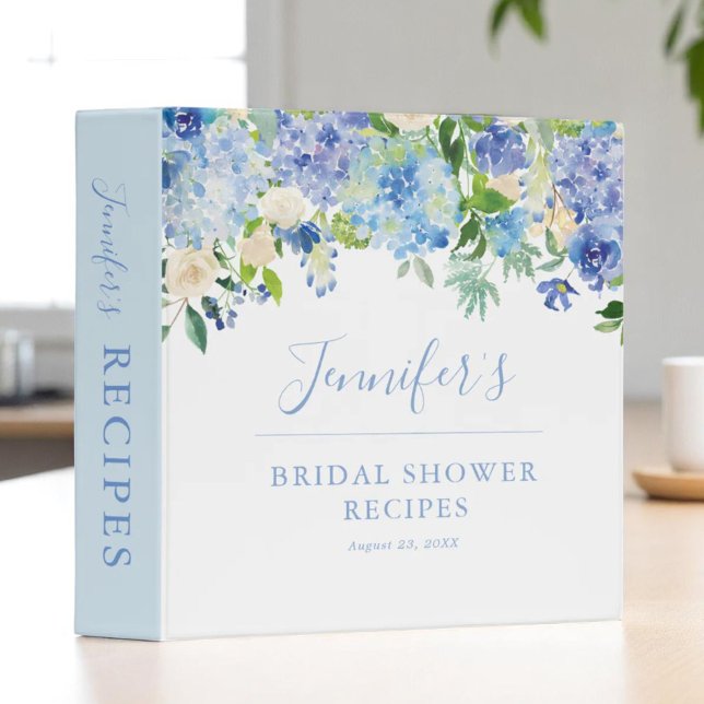 Blue Hydrangea Floral Bridal Shower Recipe Binder (Creator Uploaded)