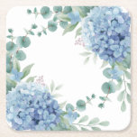 Blue Hydrangea Floral Bridal Shower Square Paper Coaster<br><div class="desc">Blue hydrangeas on a white background beautiful bridal shower paper coaster. Perfect wedding tableware for your bridal shower for any season. The watercolor hydrangeas are just beautiful.  Classy & chic.</div>