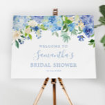 Blue Hydrangea Floral Bridal Shower Welcome Sign<br><div class="desc">Blue Hydrangea Floral Bridal Shower Welcome Sign</div>
