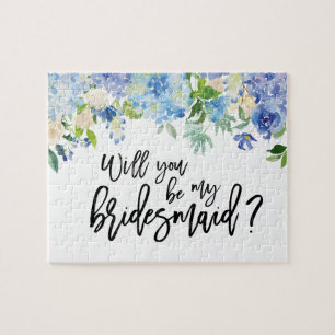 Blue Hydrangea Floral Bridesmaid Proposal Puzzle