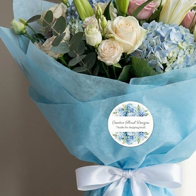 Blue Hydrangea Floral Business Label (Creator Uploaded)