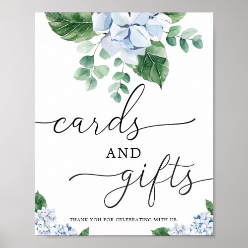 Blue Hydrangea Floral Cards and Gifts Sign
