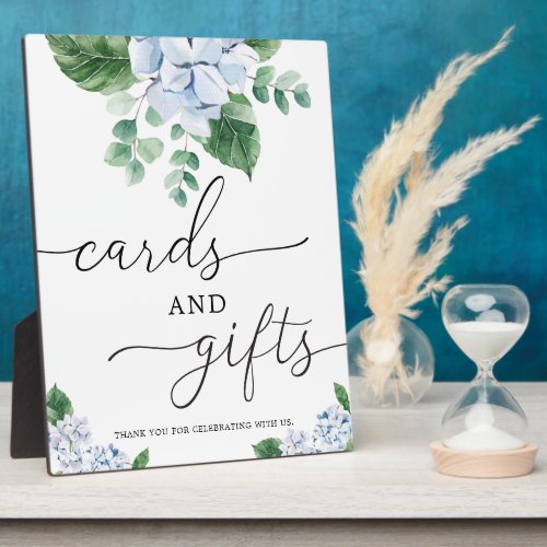 Blue Hydrangea Floral Cards and Gifts Sign Plaque