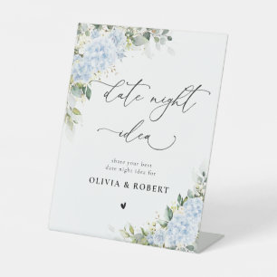 Blue Hydrangea Floral Date Night Idea Sign