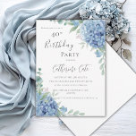 Blue Hydrangea Floral Elegant 40th Birthday Invitation<br><div class="desc">Blue hydrangeas on a white background beautiful 40th birthday invitation.  A beautiful and elegant invitation for any woman.  Simply lovely.  The watercolor hydrangeas are just stunning. Classy & chic.</div>
