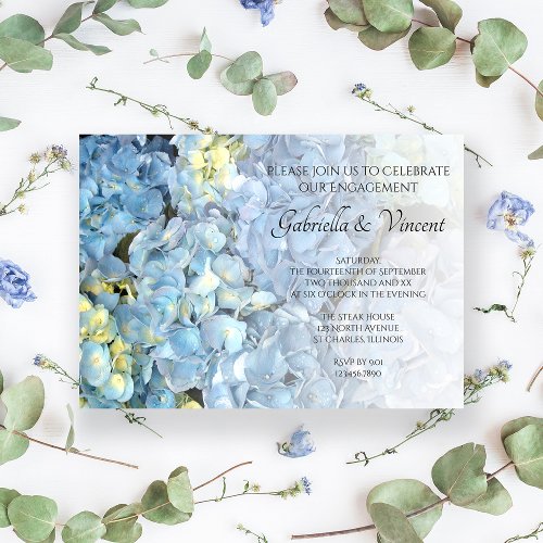 Blue Hydrangea Engagement Party Invitation