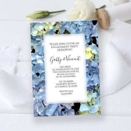 Blue Hydrangea Floral Engagement Party Invitation