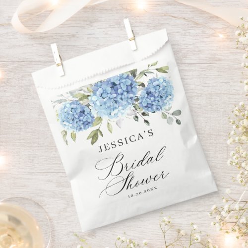 Blue Hydrangea Floral Eucalyptus Bridal Shower Favor Bag