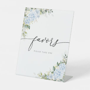 Blue Hydrangea Floral Favors Sign