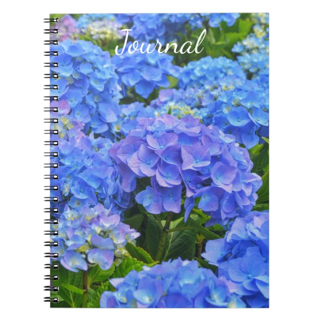 Blue Hydrangea Floral Flowers Journal Spiral (Front)