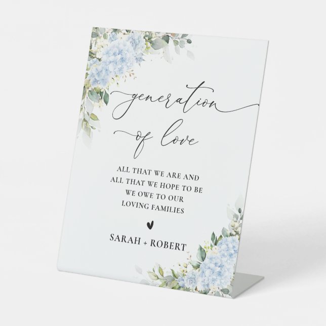 Blue Hydrangea Floral Generation of Love Sign (Front)