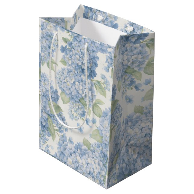 Blue Hydrangea Floral Gift Bag (Back Angled)