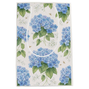 Blue Hydrangea Floral Gift Bag   Elegant Botanical
