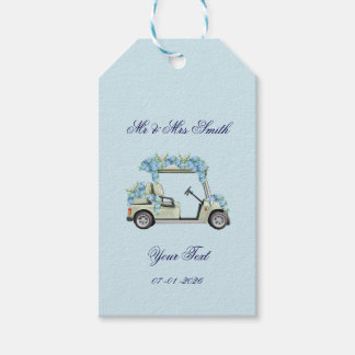 Blue Hydrangea Floral Golf Cart Wedding Favor Tags