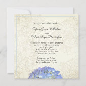 Blue Hydrangea Floral Graphic Sepia Square Invitation (Front)