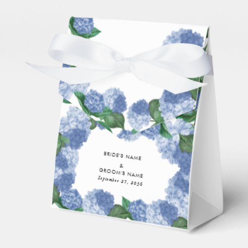 Blue Hydrangea Floral Greenery Modern Wedding Favor Boxes