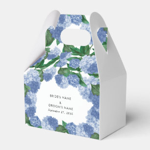 Blue Hydrangea Floral Greenery Modern Wedding Favor Boxes