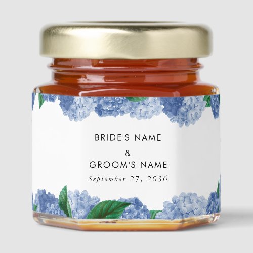 Blue Hydrangea Floral Greenery Modern Wedding Honey Jar Favors