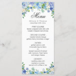 Blue Hydrangea  Floral Greenery Wedding Menu Card<br><div class="desc">For further customization,  please click the "customize further" link and use our design tool to modify this template.</div>