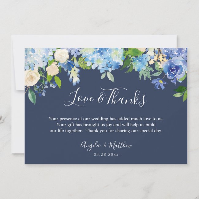 Blue Hydrangea Floral Hand Lettering Thank You