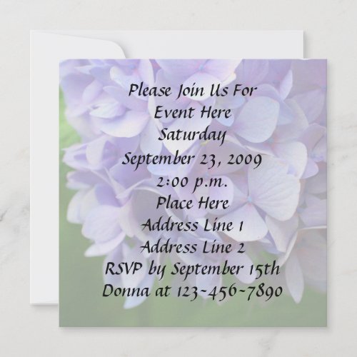 Blue Hydrangea Floral Invitation