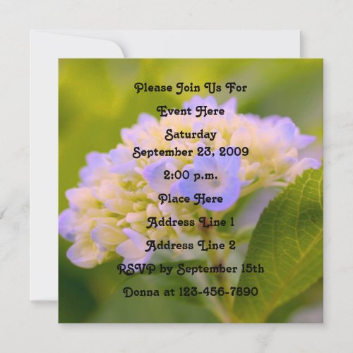 Blue Hydrangea Floral Invitation