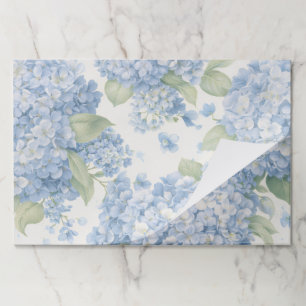 Blue Hydrangea Floral Large Paper Placemats 