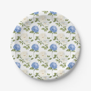 Blue hydrangea Floral Pattern Paper Plates