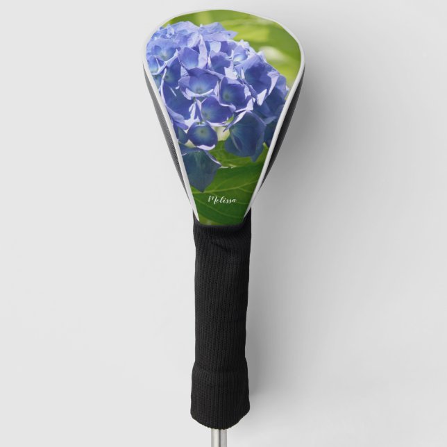 Blue Hydrangea Floral Personalized Golf Head Cover (Front)