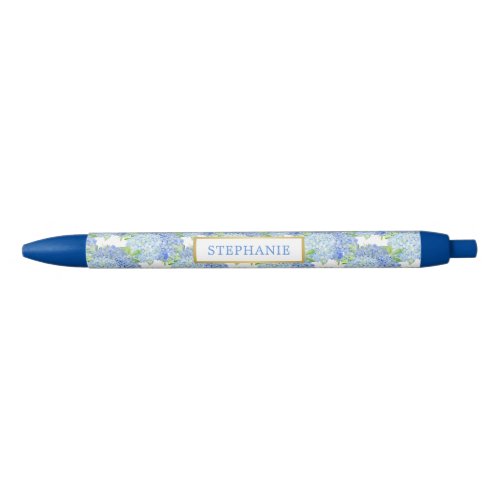 Blue Hydrangea Floral Personalized Name pen