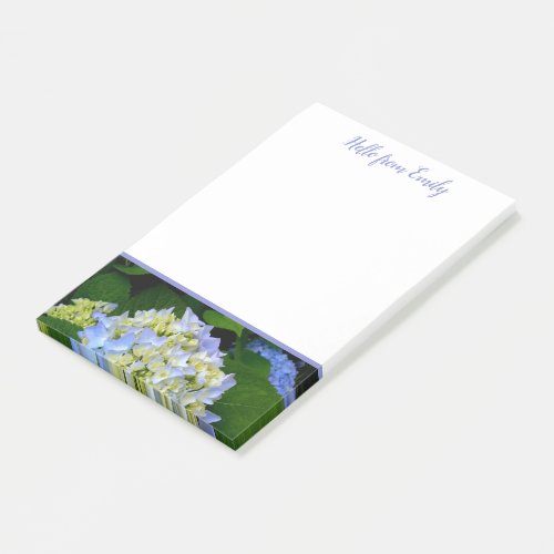 Blue Hydrangea Floral Personalized Post_it Notes