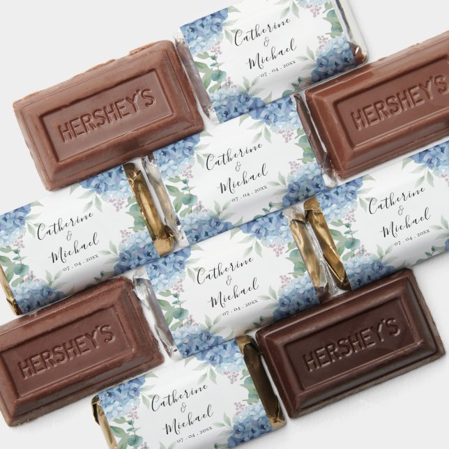 Blue Hydrangea Floral Personalized Wedding  Hershey's Miniatures (Assorted)