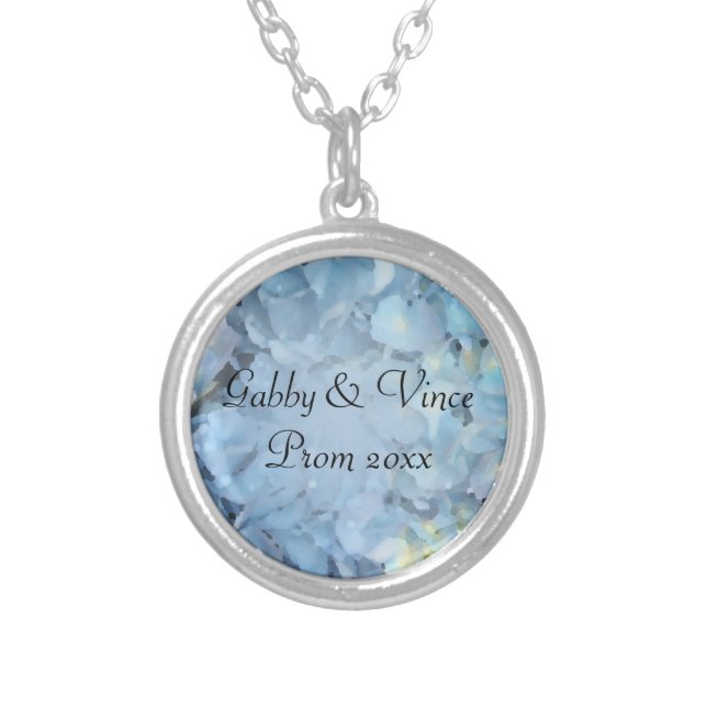 Blue Hydrangea Floral Prom Necklace (Front)