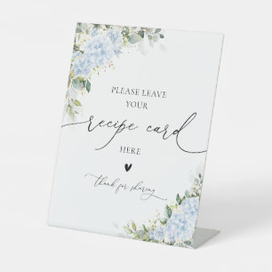 Blue Hydrangea Floral Recipe Card Sign