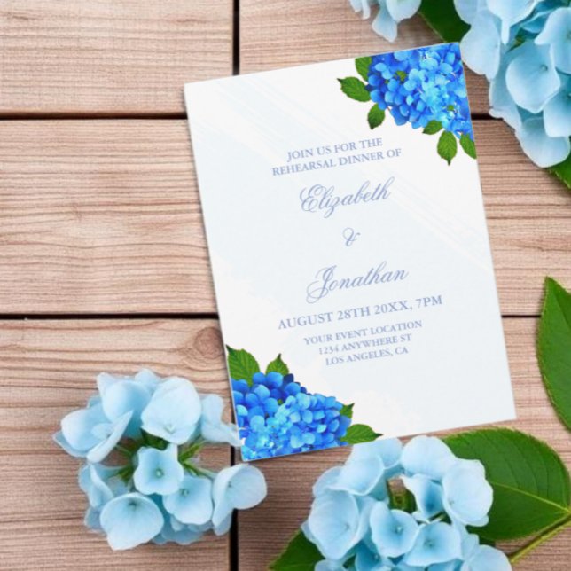 Blue Hydrangea Floral Rehearsal Dinner Invitation (Creator Uploaded)