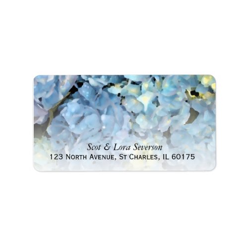 Blue Hydrangea Floral Return Address Label