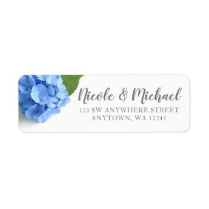 Blue Hydrangea Floral Return Address Label