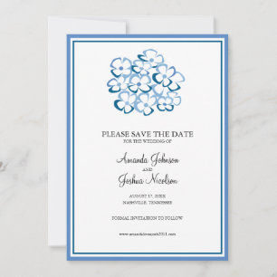 Blue Hydrangea Floral Save the Date