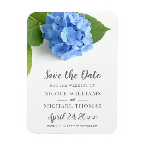 Blue Hydrangea Floral Save the Date Magnet