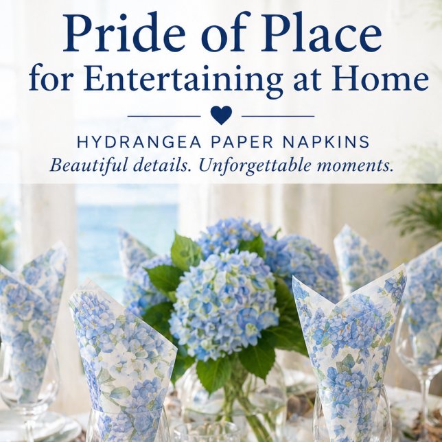 Blue Hydrangea Floral Table Napkins (Effortless elegance for your table—hydrangea napkins styled to impress at every gathering)