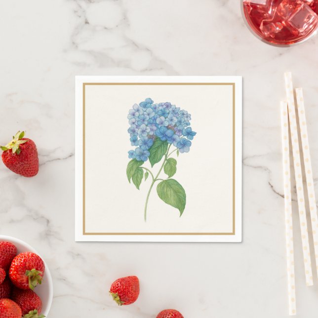 Blue Hydrangea Floral Table Napkins  (Insitu)