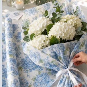 Blue Hydrangea Floral Tissue Paper Elegant Gift